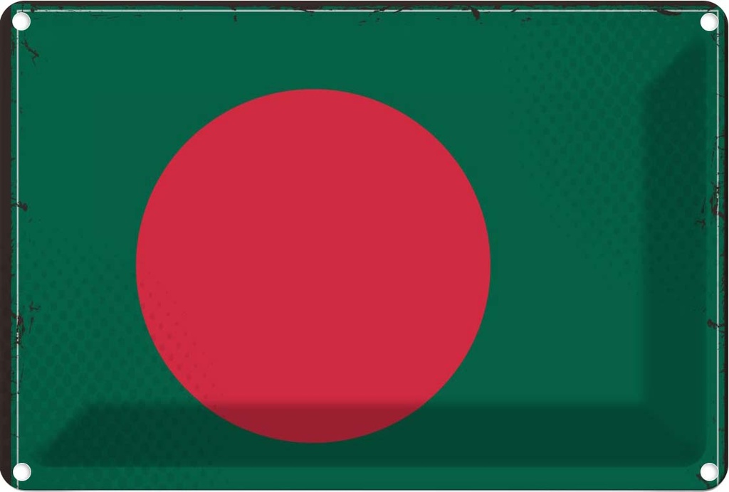 Blechschild 12x18 cm Bangladesch Bangladesh Flagge Fahne Wappen
