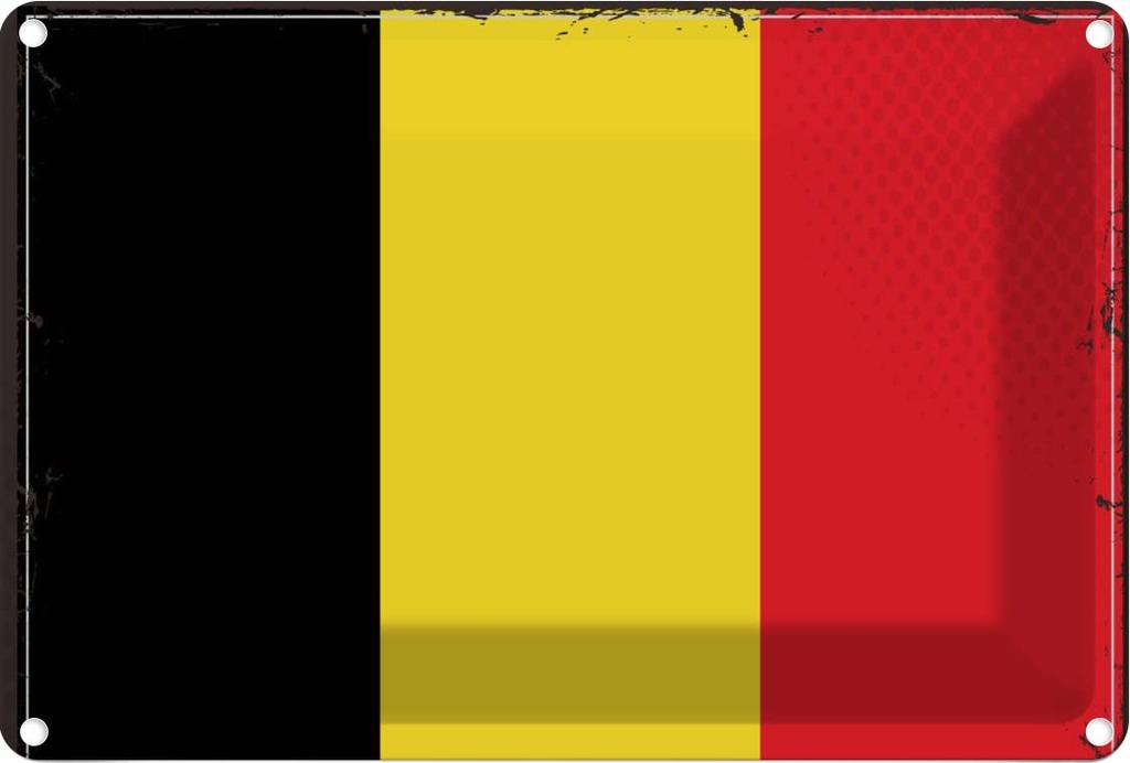 Blechschild 12x18 cm Belgiens Belgium Flagge Fahne Wappen