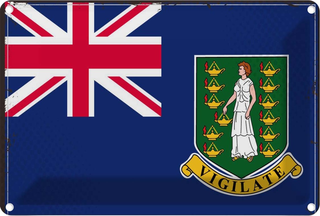 Blechschild 12x18 cm Britischen Jungferninseln Flagge Fahne Wappen