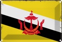 Blechschild 12x18 cm Bruneis Brunei Flagge Fahne Wappen