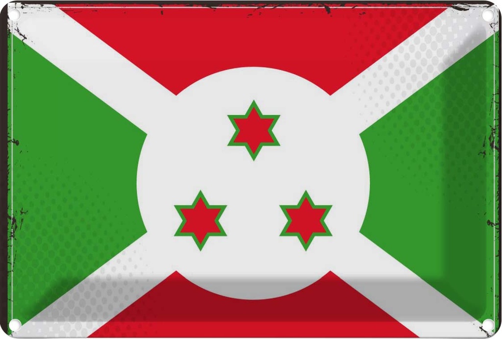 Blechschild 12x18 cm Burundis Burundi Flagge Fahne Wappen