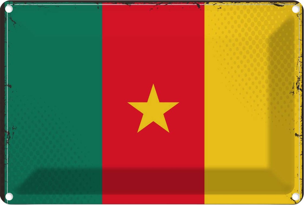 Blechschild 12x18 cm Kameruns Cameroon Flagge Fahne Wappen