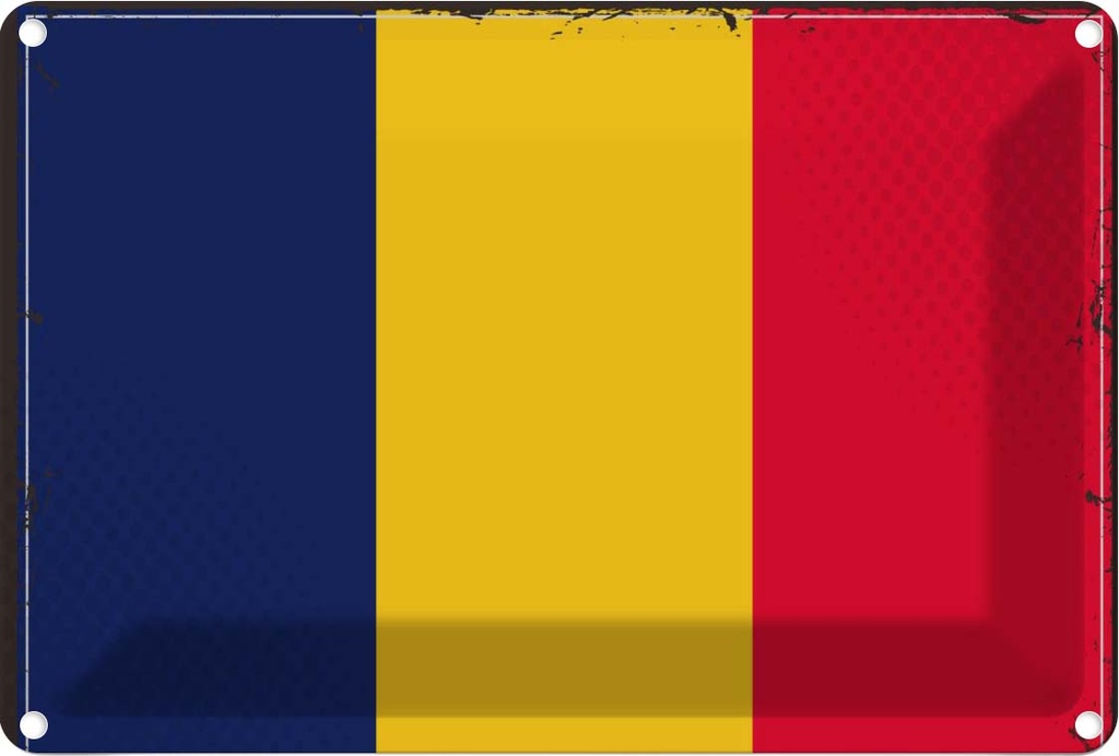 Blechschild 12x18 cm des Tschad Chad Flagge Fahne Wappen