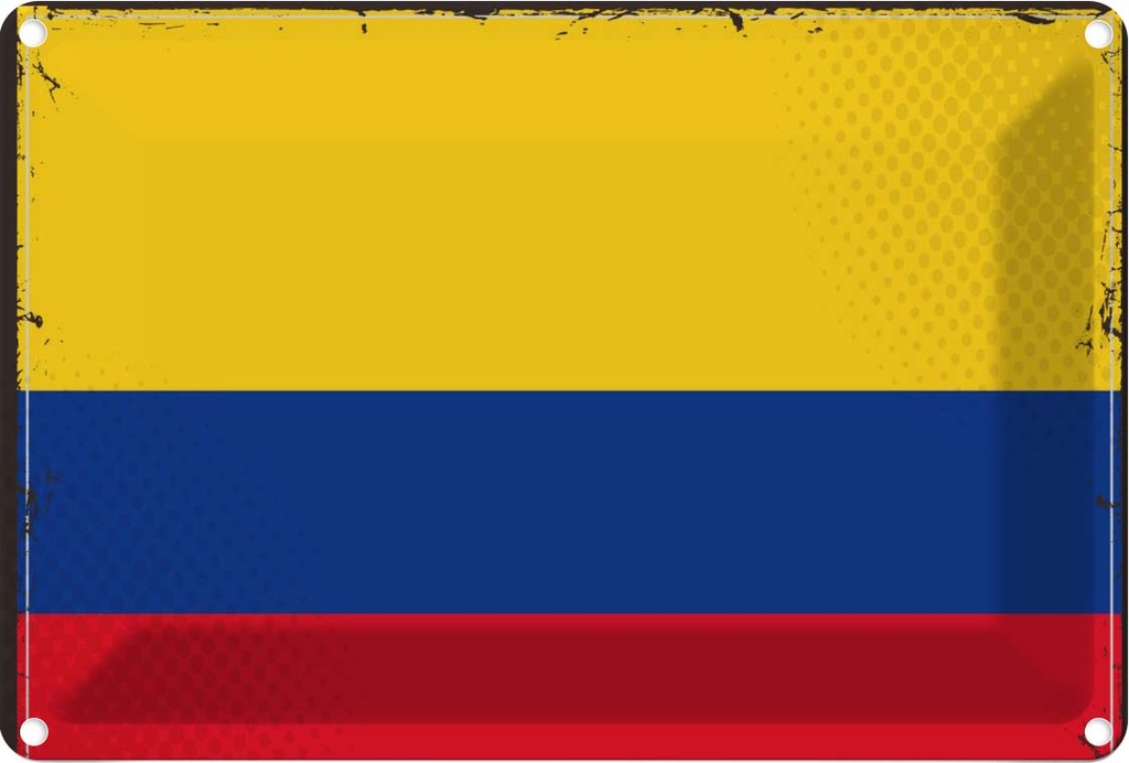 Blechschild 12x18 cm Kolumbiens Colombia Flagge Fahne Wappen