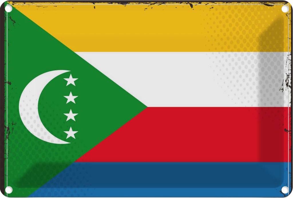 Blechschild 12x18 cm der Komoren Comoros Flagge Fahne Wappen