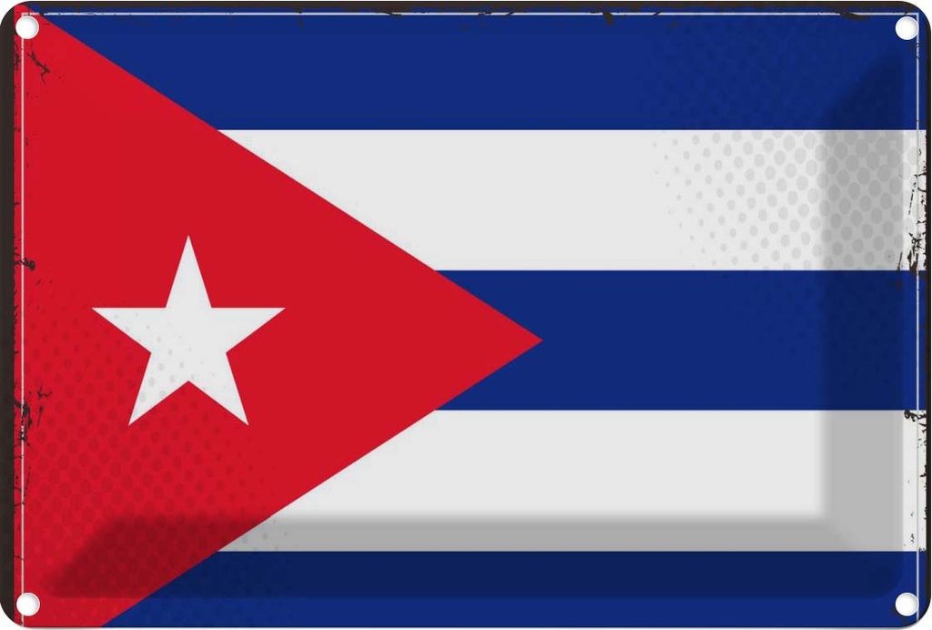 Blechschild 12x18 cm Kubas Cuba Flagge Fahne Wappen