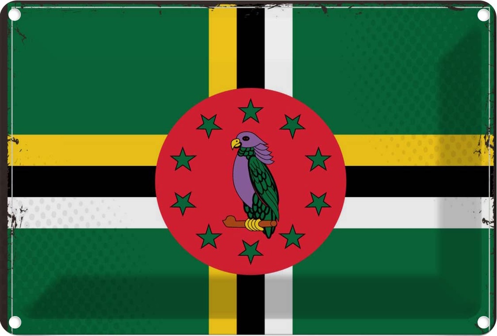 Blechschild 12x18 cm Dominicas Dominica Flagge Fahne Wappen