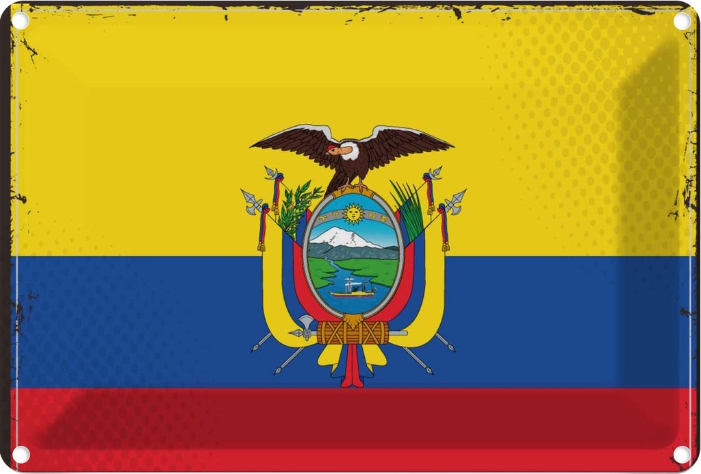 Blechschild 12x18 cm Ecuadors Ecuador Flagge Fahne Wappen