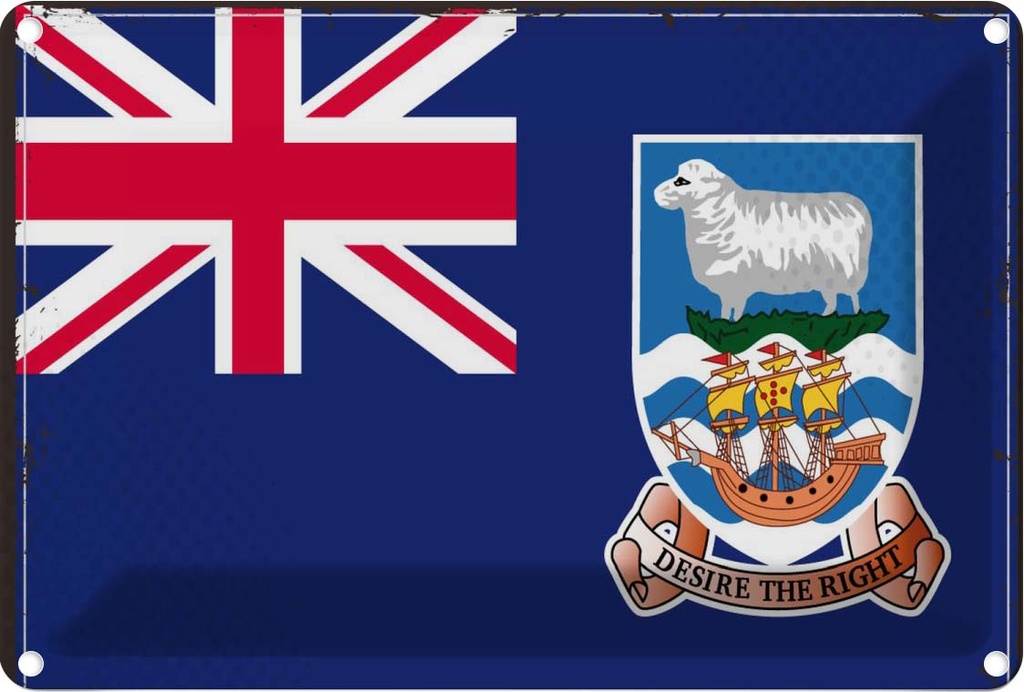 Blechschild 12x18 cm Falklandinseln Flagge Fahne Wappen