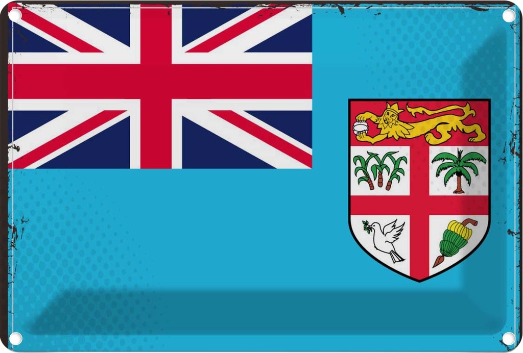 Blechschild 12x18 cm Fidschis Fiji Flagge Fahne Wappen