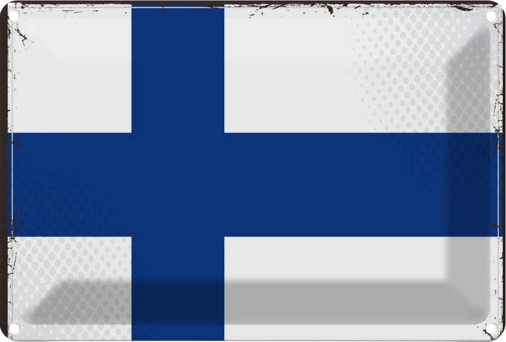 Blechschild 12x18 cm Finnlands Finland Flagge Fahne Wappen