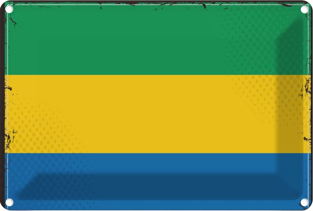 Blechschild 12x18 cm Gabuns Gabon Flagge Fahne Wappen