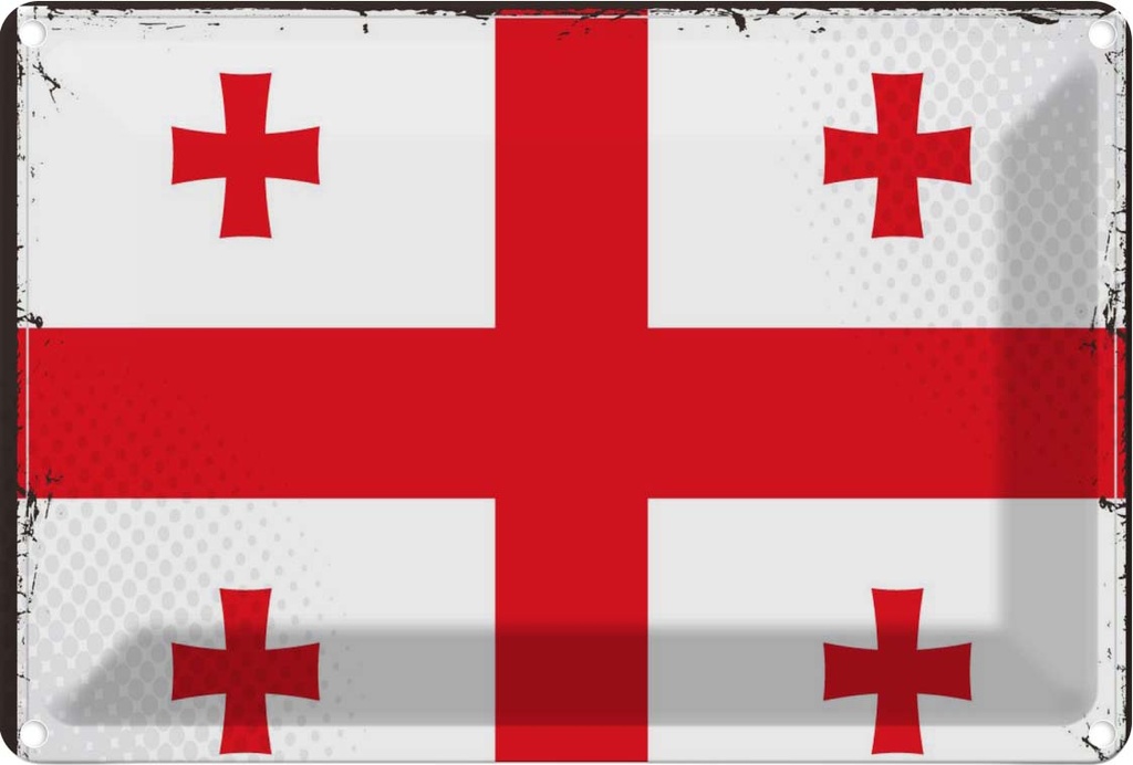 Blechschild 12x18 cm Georgiens Georgia Flagge Fahne Wappen