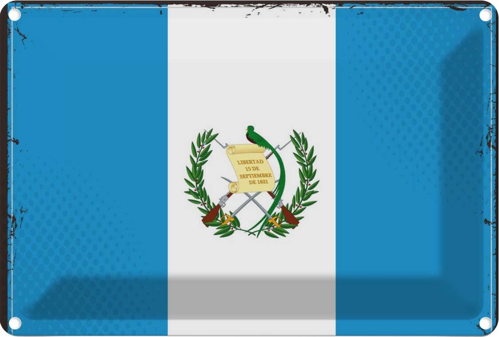 Blechschild 12x18 cm Guatemalas Guatemala Flagge Fahne Wappen