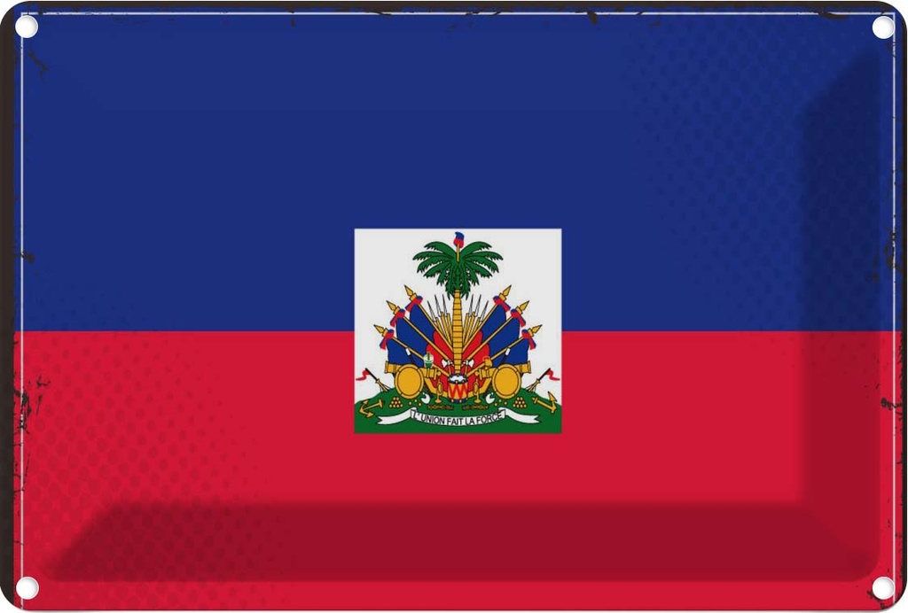 Blechschild 12x18 cm Haitis Haiti Flagge Fahne Wappen