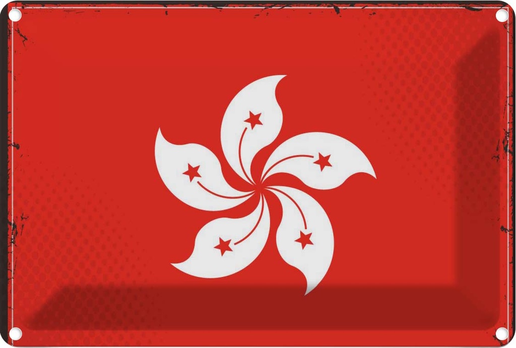 Blechschild 12x18 cm Hongkongs Hong Kong Flagge Fahne Wappen