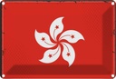 Blechschild 12x18 cm Hongkongs Hong Kong Flagge Fahne Wappen