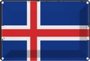 Blechschild 12x18 cm Islands Iceland Flagge Fahne Wappen