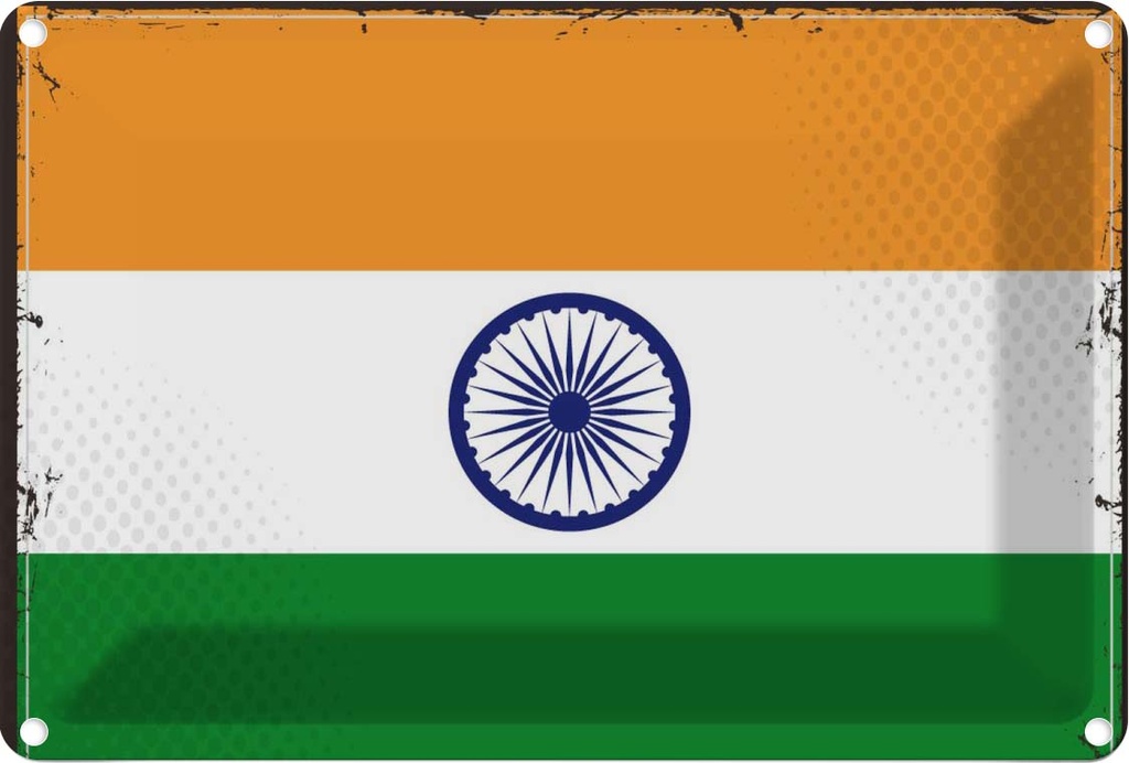Blechschild 12x18 cm Indiens India Flagge Fahne Wappen