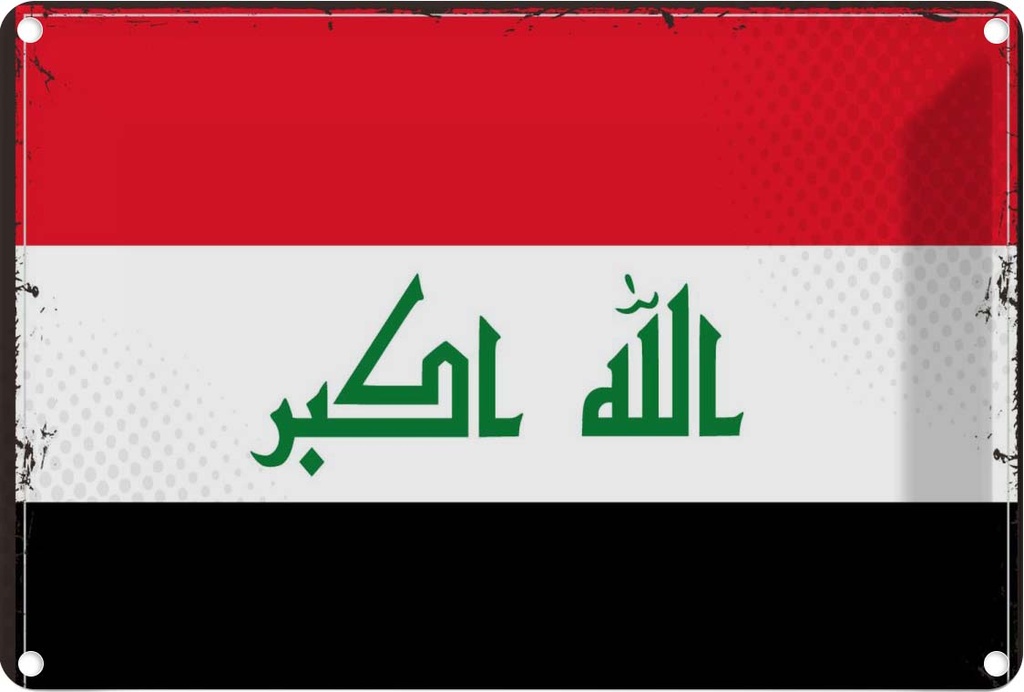 Blechschild 12x18 cm Irak Iraq Flagge Fahne Wappen