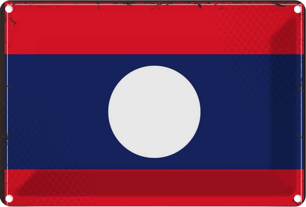 Blechschild 12x18 cm Laos Flagge Fahne Wappen