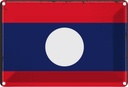 Blechschild 12x18 cm Laos Flagge Fahne Wappen