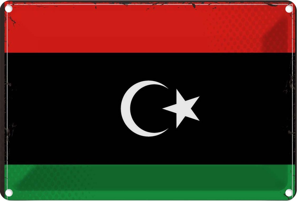 Blechschild 12x18 cm Libyens Libya Flagge Fahne Wappen