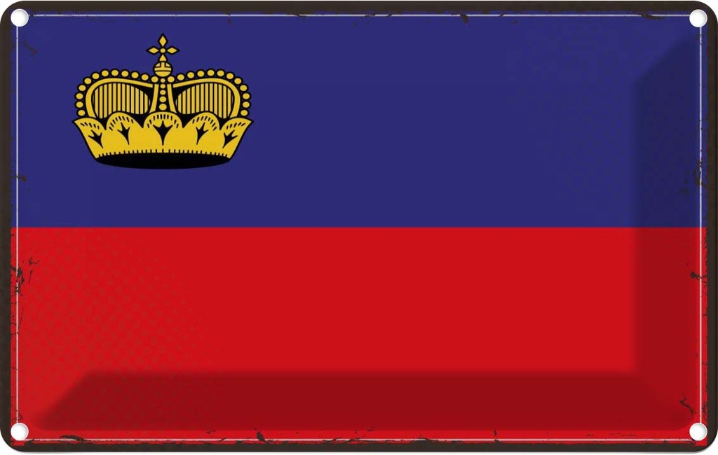 Blechschild 12x18 cm Liechtenstein Flagge Fahne Wappen