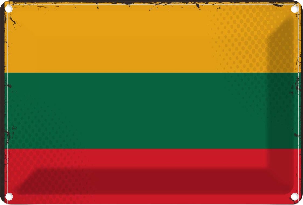 Blechschild 12x18 cm Litauens Lithuania Flagge Fahne Wappen