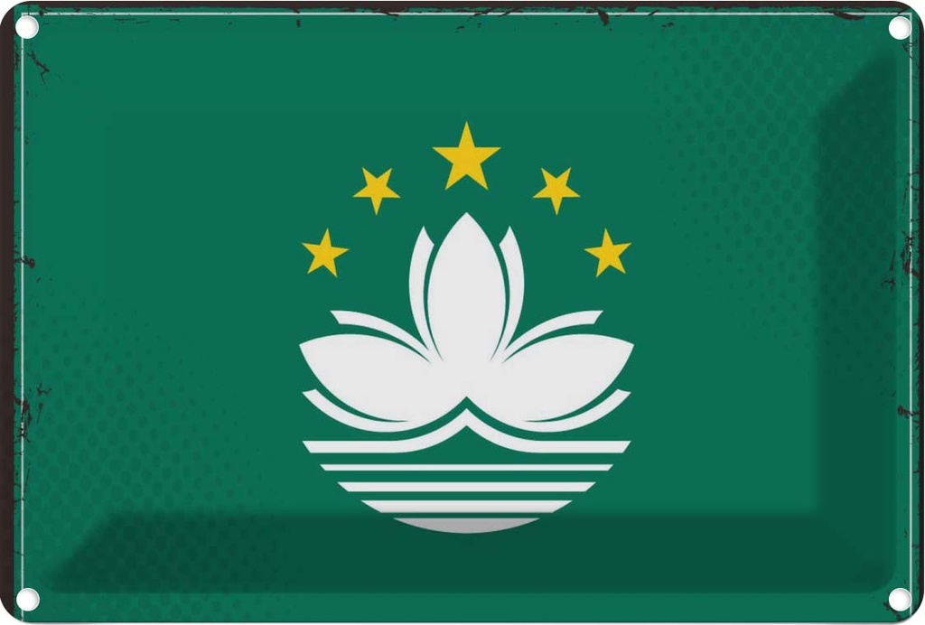 Blechschild 12x18 cm Macaus Macau Flagge Fahne Wappen