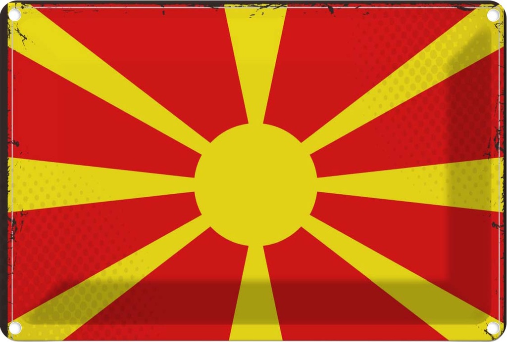 Blechschild 12x18 cm Mazedoniens Macedonia Flagge Fahne Wappen