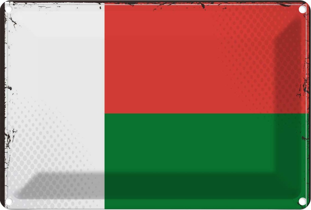 Blechschild 12x18 cm Madagaskars Madagascar Flagge Fahne Wappen