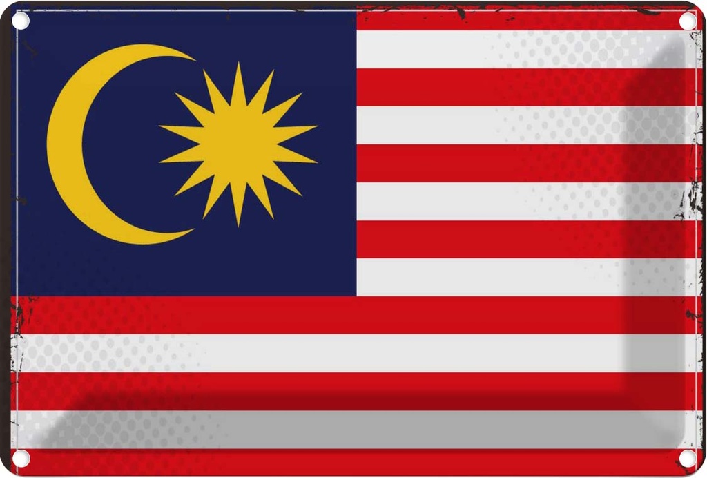 Blechschild 12x18 cm Malaysias Malaysia Flagge Fahne Wappen