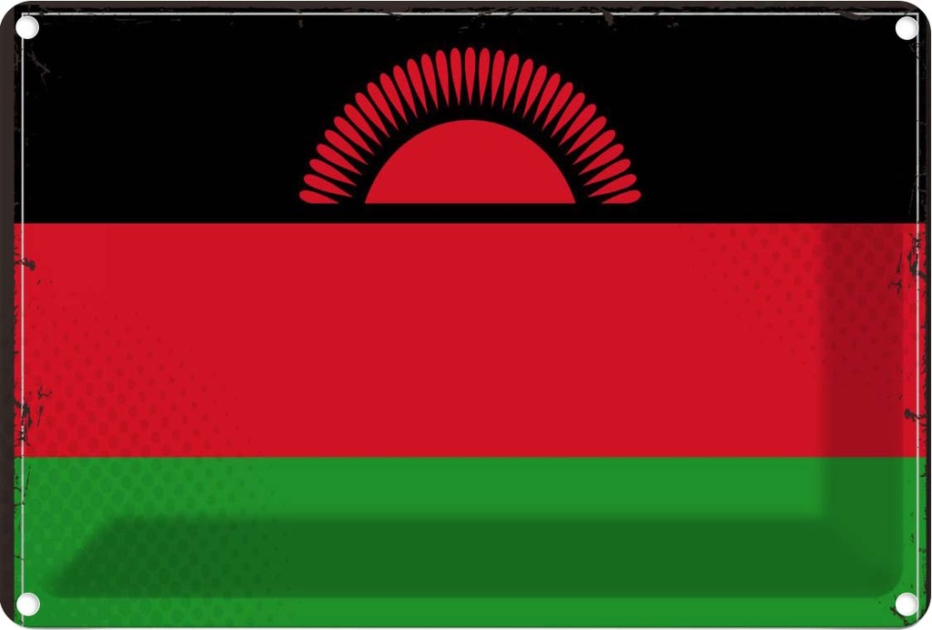 Blechschild 12x18 cm Malawis Malawi Flagge Fahne Wappen