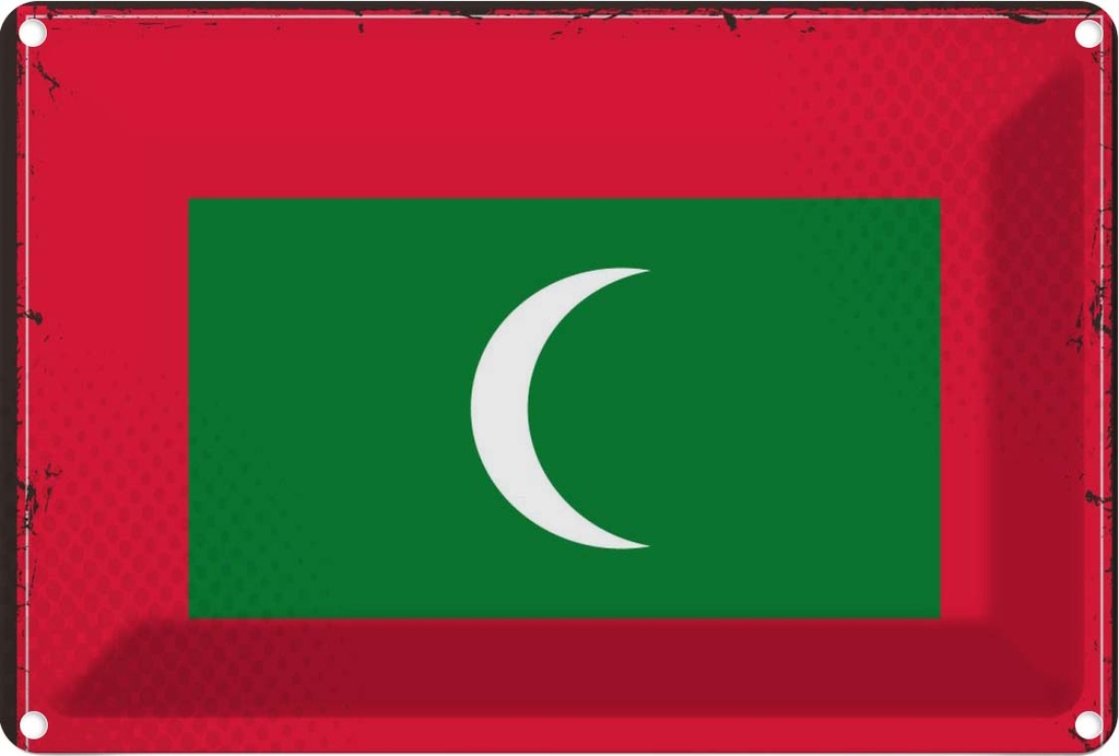 Blechschild 12x18 cm Malediven Maldives Flagge Fahne Wappen