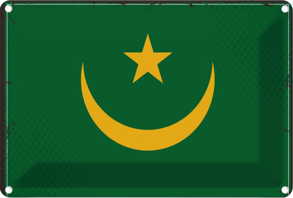 Blechschild 12x18 cm Mauretaniens Flagge Fahne Wappen