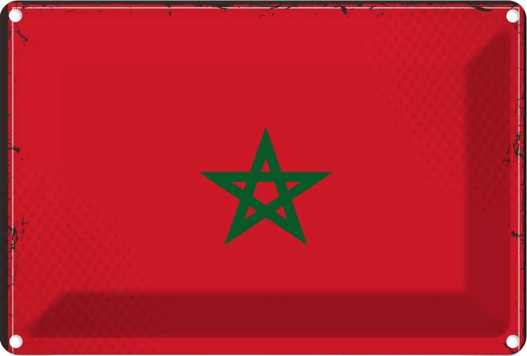 Blechschild 12x18 cm Marokkos Morocco Flagge Fahne Wappen