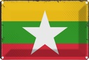 Blechschild 12x18 cm Myanmars Myanmar Flagge Fahne Wappen