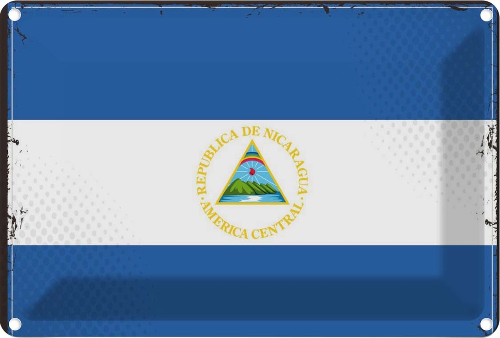 Blechschild 12x18 cm Nicaraguas Nicaragua Flagge Fahne Wappen