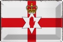 Blechschild 12x18 cm Nordirland Retro Flagge Fahne Wappen