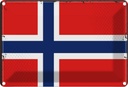 Blechschild 12x18 cm Norwegens Norway Flagge Fahne Wappen