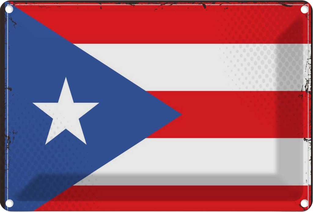 Blechschild 12x18 cm Puerto Ricos Rico Flagge Fahne Wappen