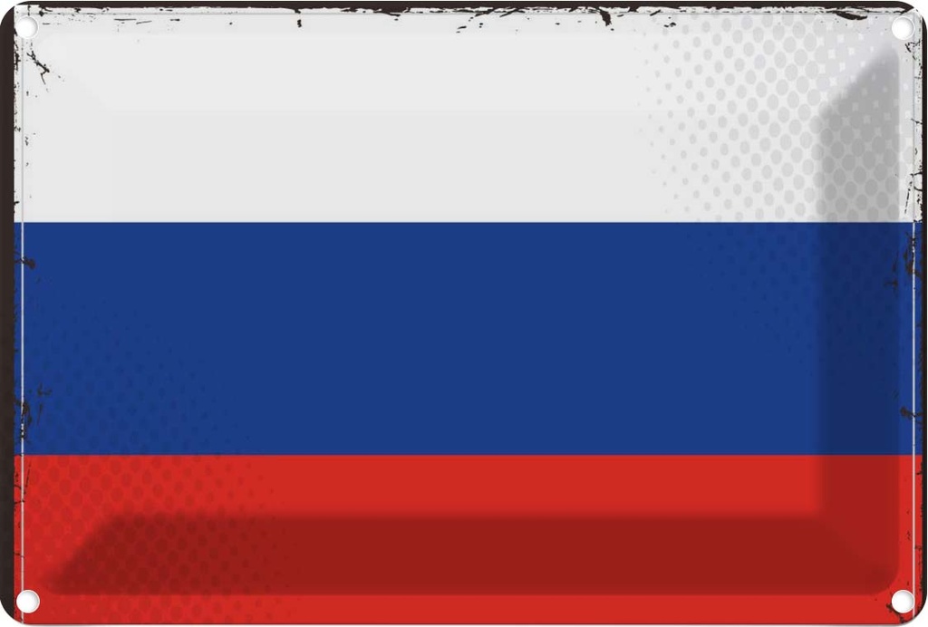 Blechschild 12x18 cm Russlands Russia Flagge Fahne Wappen