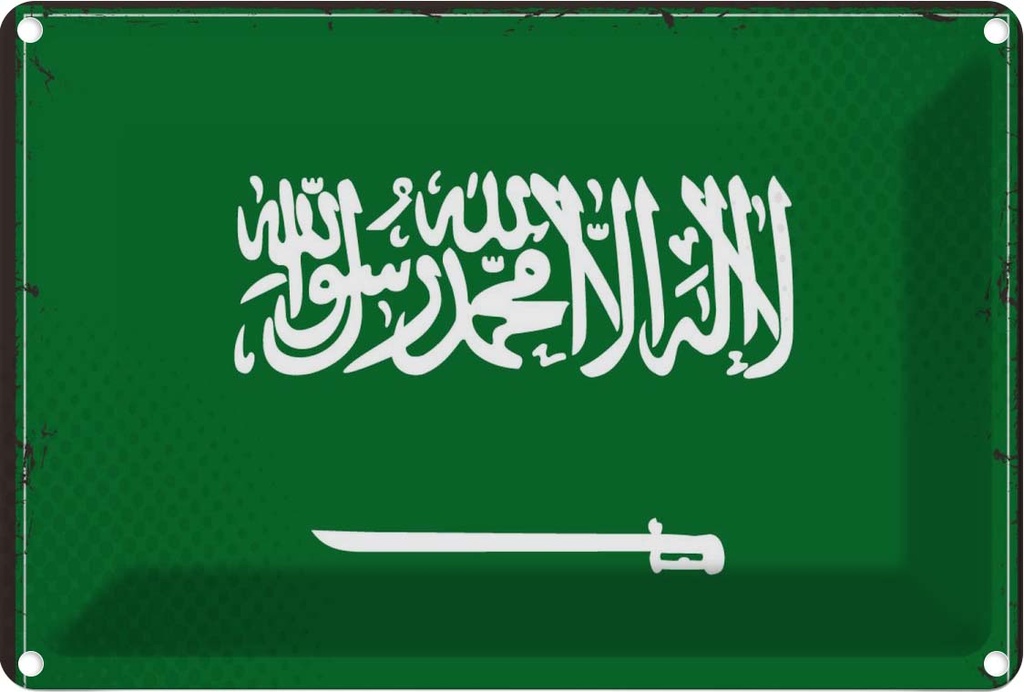 Blechschild 12x18 cm Saudi-Arabien Saudi Arabia Flagge Fahne Wappen