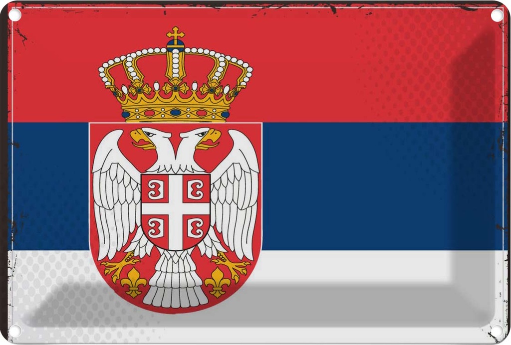 Blechschild 12x18 cm Serbiens Serbia Flagge Fahne Wappen