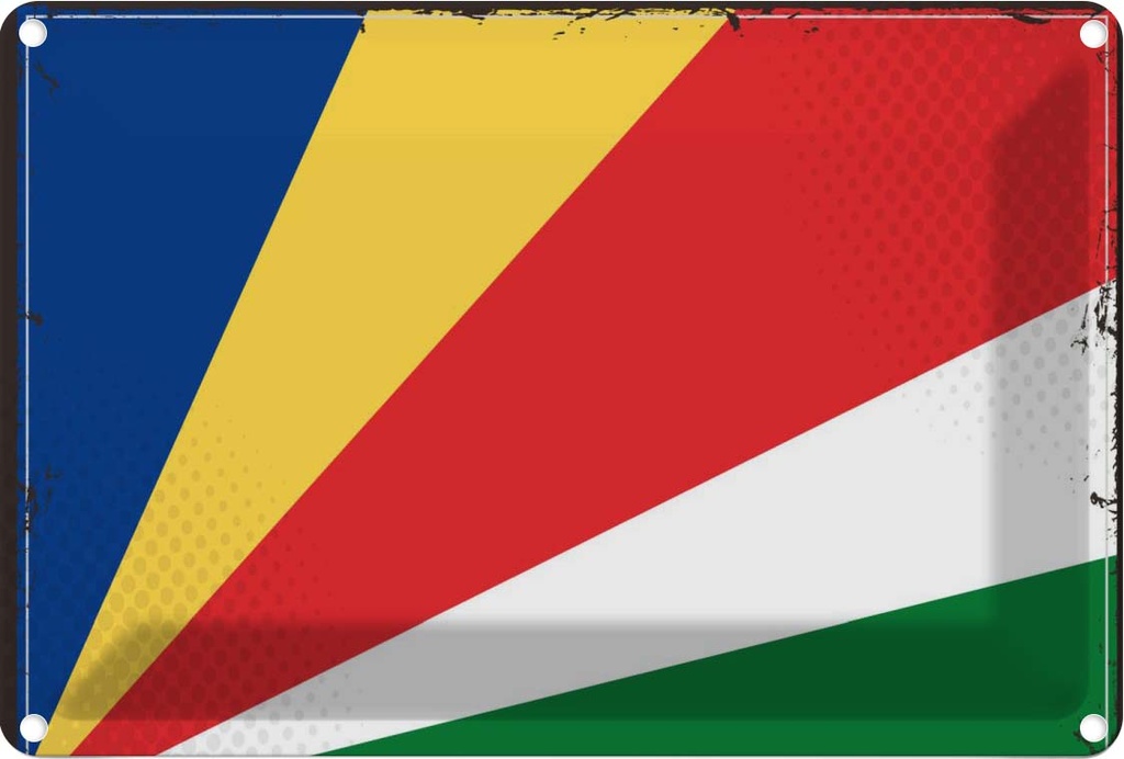 Blechschild 12x18 cm Seychellen Seychelles Flagge Fahne Wappen
