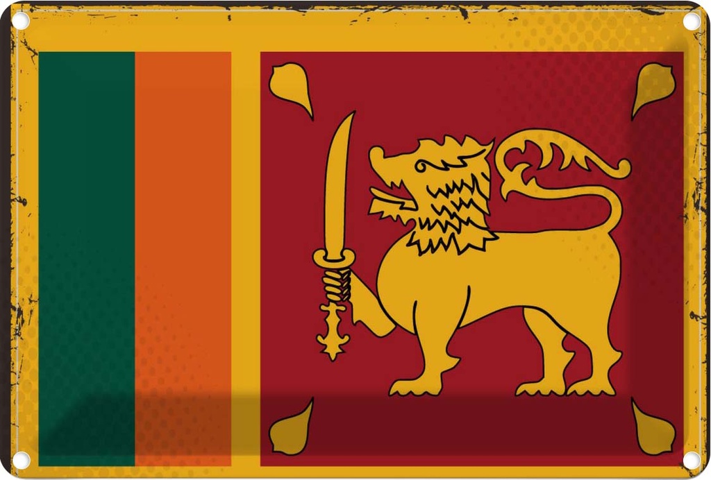 Blechschild 12x18 cm Sri Lankas Lanka Flagge Fahne Wappen