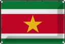 Blechschild 12x18 cm Surinames Suriname Flagge Fahne Wappen
