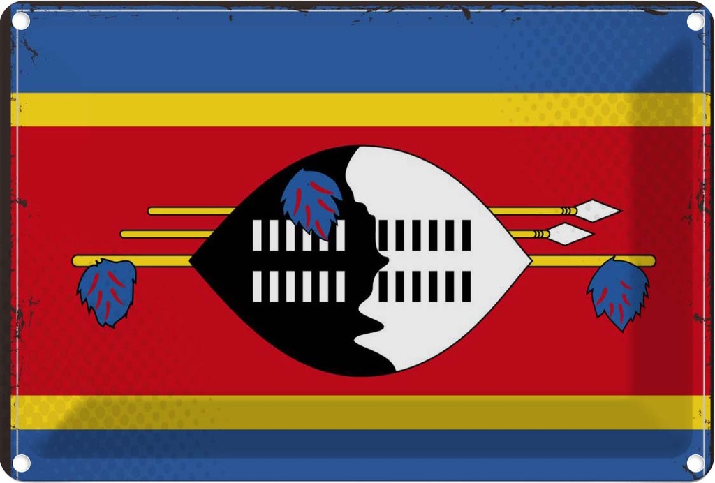 Blechschild 12x18 cm Swasilands Eswatini Flagge Fahne Wappen