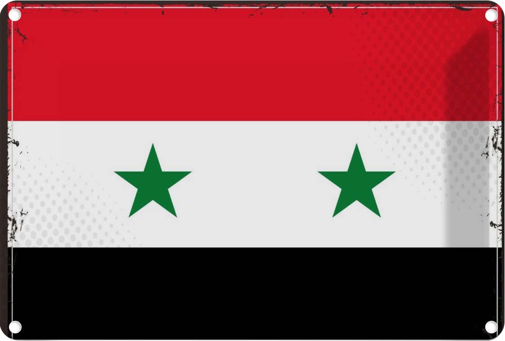 Blechschild 12x18 cm Syriens Syria Flagge Fahne Wappen